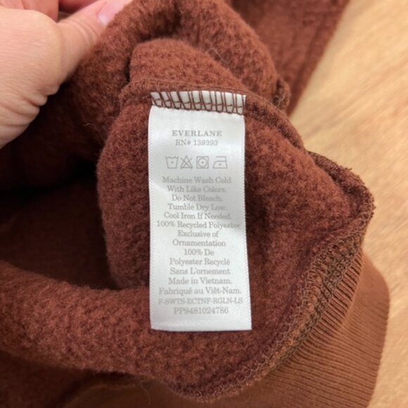 Everlane Renew Brown Long Sleeve Sherpa Crewneck Sweatshirt New Size Medium - Picture 6 of 7